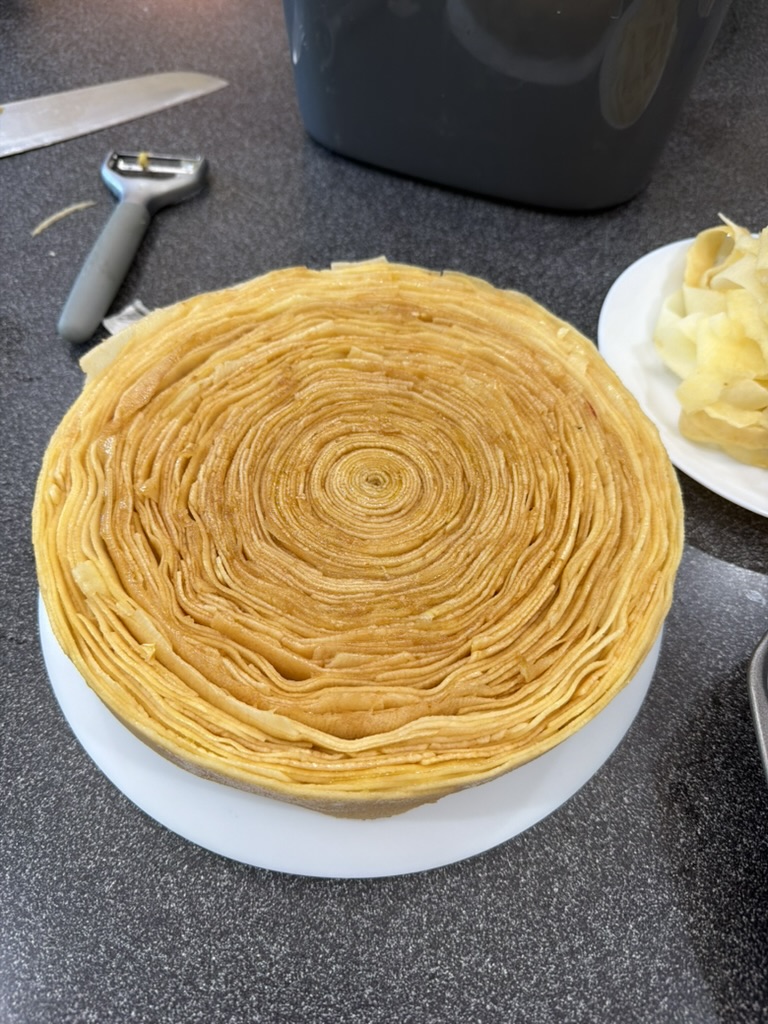Apple Tarte Tatin spiral before baking