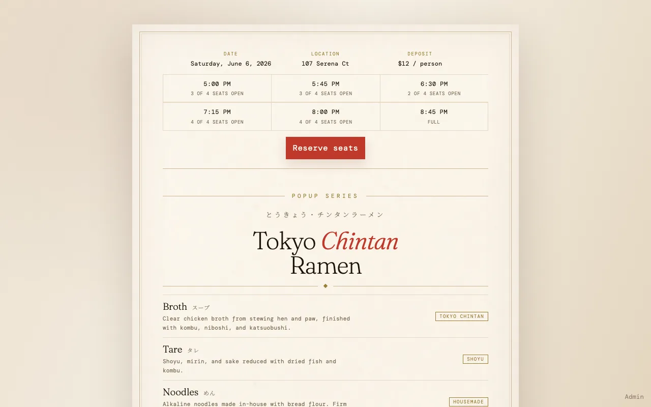 Ramen Popup Reservations