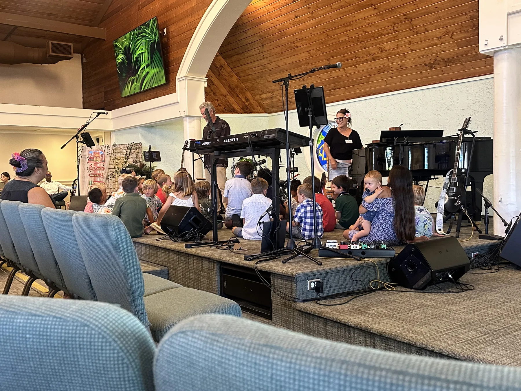 View from the seats during worship at Pastor Pete’s church.
